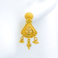 Dainty Triangle Tassel 22k Gold Earrings