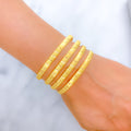 22k-gold-Glistening Bold Striped Bangles