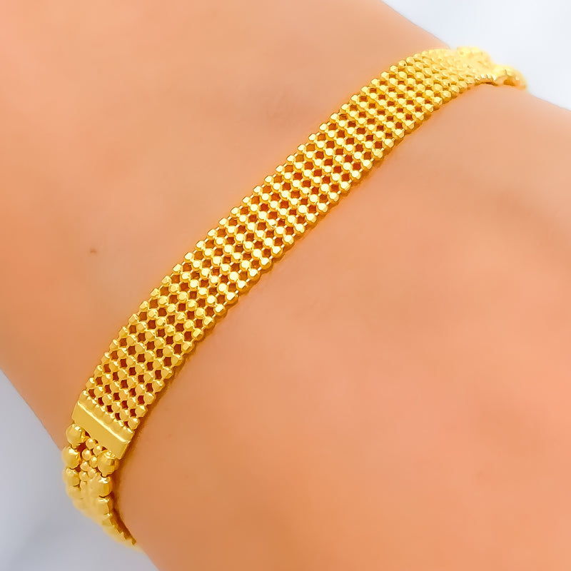 22k-gold-Lucious Netted Flat Bracelet