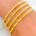 22k-gold-Reflective Wavy Textured Bangles