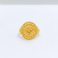 Stately Bright Beaded 22k Gold Ring