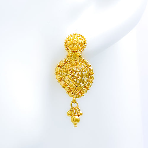 Plush Paisley Hanging 22k Gold Earrings