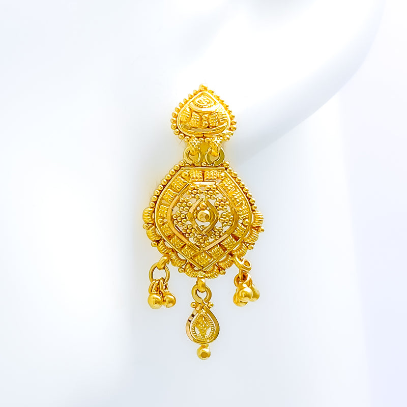 Traditional Beaded 22k Gold Hanging Earrings