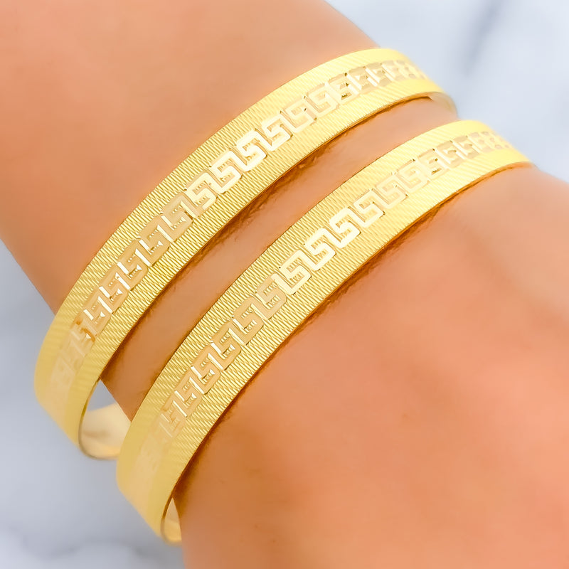 22k-gold-Iconic Geometric Textured Bangles