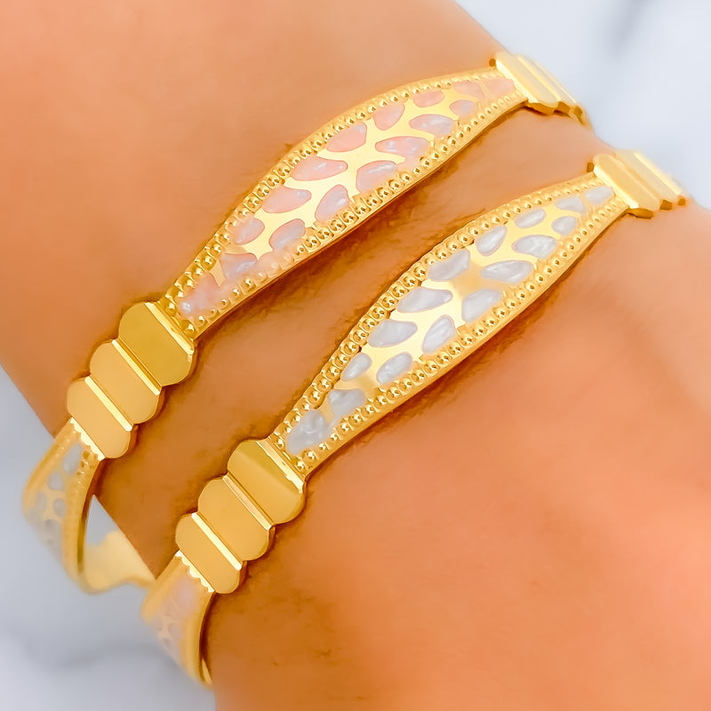 22k-gold-Distinct Decorative Stone Adorned Bangles