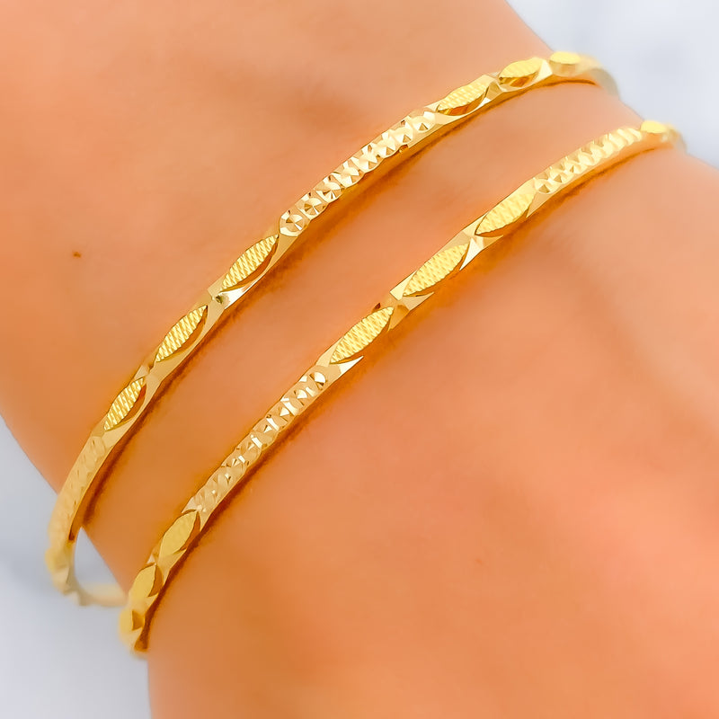 22k-gold-Dainty Upscale Leaf Adorned Bangles