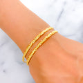 22k-gold-Elegant Evergreen Wavy Gold Bangles