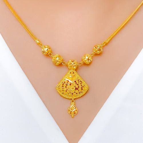 Stately Symmetrical 22k Gold Necklace Set