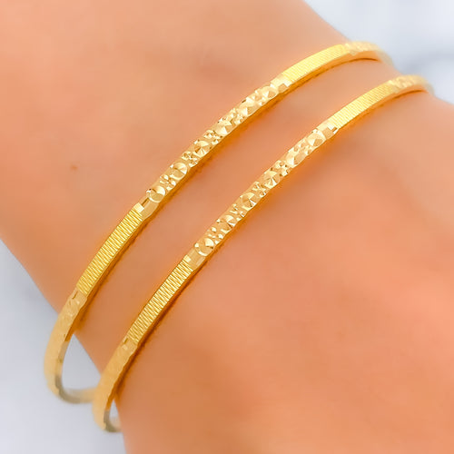 22k-gold-Modest High Finish Alternating Bangles