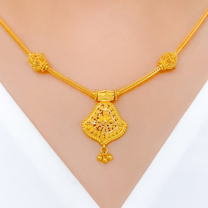 Modern Modest Lightweight 22k Gold Necklace Set