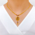 Radiant Meenakari Peacock 22k Gold Necklace Set