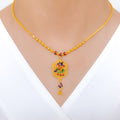 Radiant Meenakari Peacock 22k Gold Necklace Set