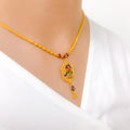 Radiant Meenakari Peacock 22k Gold Necklace Set