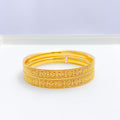 Glossy Wave 22k Gold Bangle Pair