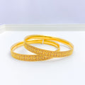 Glossy Wave 22k Gold Bangle Pair