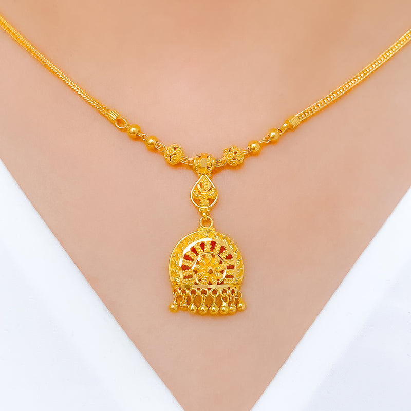 Trendy Half Dome 22k Gold Necklace Set