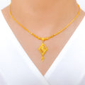 Fancy Diamond Shape 22k Gold Necklace Set