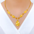 Captivating CZ Drop 22k Gold Necklace Set