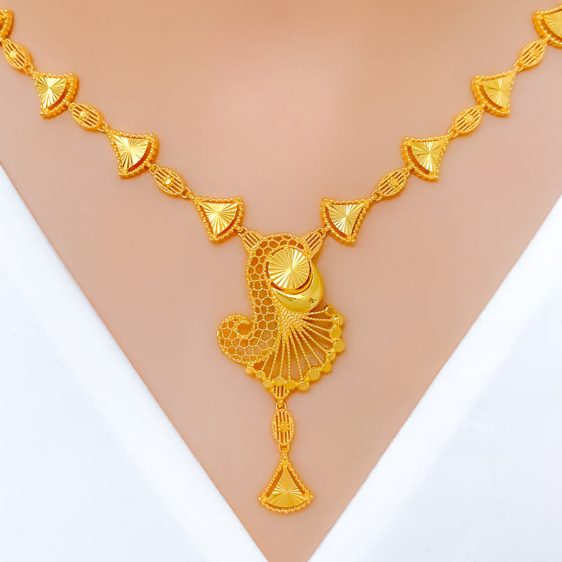 Fancy Asymmetrical 22k Gold Necklace Set