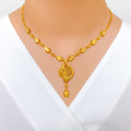 Chic Reflective Tear Drop 22k Gold Necklace Set