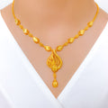 Chic Reflective Tear Drop 22k Gold Necklace Set