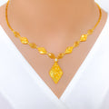 Elegant CZ Adorned 22k Gold Necklace Set