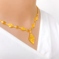 Elegant CZ Adorned 22k Gold Necklace Set