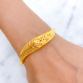 Opulent Flower Adorned 22k Gold Bracelet