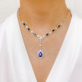 Royal Sapphire + CZ Necklace Set
