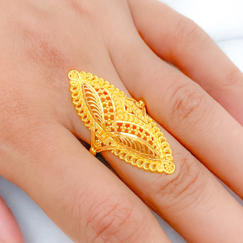 Elegant Asymmetrical 22k Gold Ring