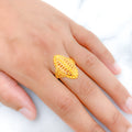 Flower Lined Oval 22k Gold Ring