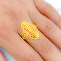 Flower Lined Oval 22k Gold Ring