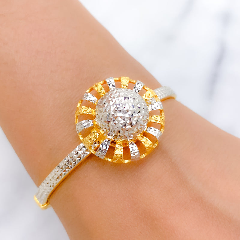 Shimmering Two-Tone Globe Bangle Bracelet