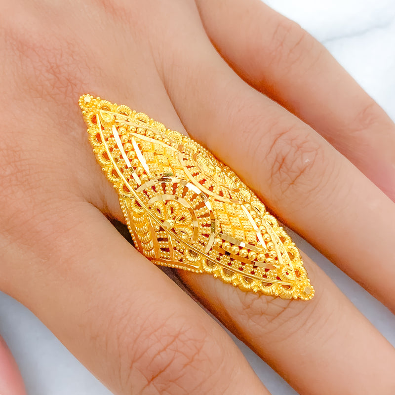 Opulent Floral 22k Gold Ring