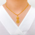 Elegant Dressy Floral 22k Gold Pendant Set