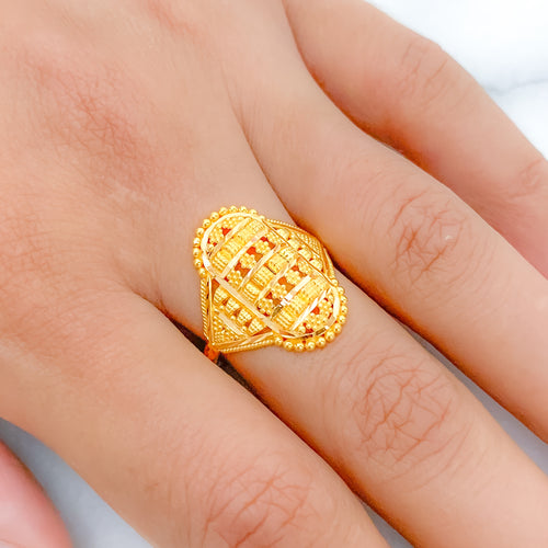 Floral Oval 22k Gold Ring