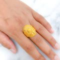 Radiant Beaded 22k Gold Oval Ring