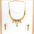 Oxidized Open Drop Necklace 22k Gold Set