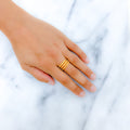 Slender Three-Tier 22k Gold Ring