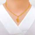 Classy Curved High Finish 22k Gold Pendant Set