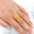 Slender Three-Tier 22k Gold Ring