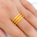 Slender Three-Tier 22k Gold Ring