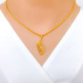 Classy Curved High Finish 22k Gold Pendant Set