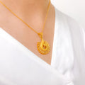 Gorgeous Peacock 22k Gold Pendant Set w/ Chain