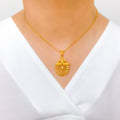 Decorative Peacock 22k Gold Pendant Set w/ Chain