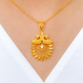 Decorative Peacock 22k Gold Pendant Set w/ Chain