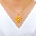 Decorative Peacock 22k Gold Pendant Set w/ Chain