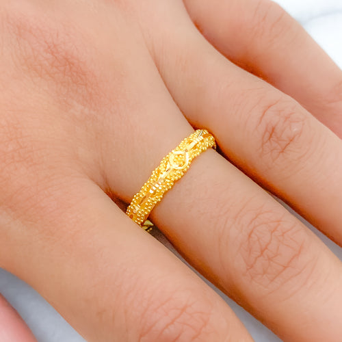 Beaded Spiral 22k Gold Band