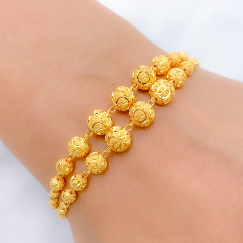 Two-Chain Connected Circles 22k Gold Bracelet