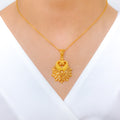 Stunning Peacock 22k Gold Pendant Set w/ Chain